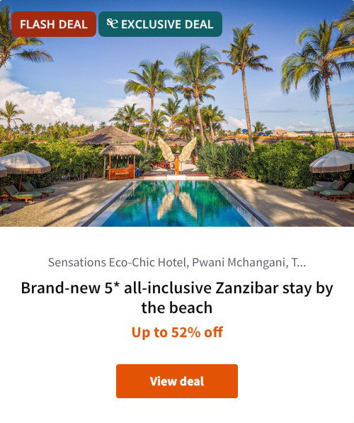 Brand-new 5* all-inclusive Zanzibar stay by the beach