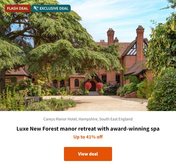 Luxe New Forest manor retreat with award-winning spa
