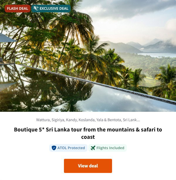 Boutique 5* Sri Lanka tour from the mountains & safari to coast