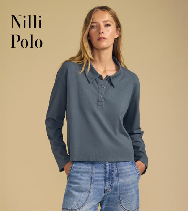 Image of model wearing Nilli in Coal Dust.