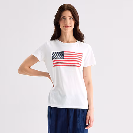 Image of St. Johns Bay Womens Crew Neck Short Sleeve Regular Fit Graphic T-Shirt