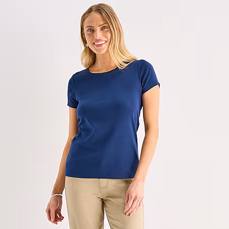 Image of St. Johns Bay Womens Crew Neck Short Sleeve T-Shirt