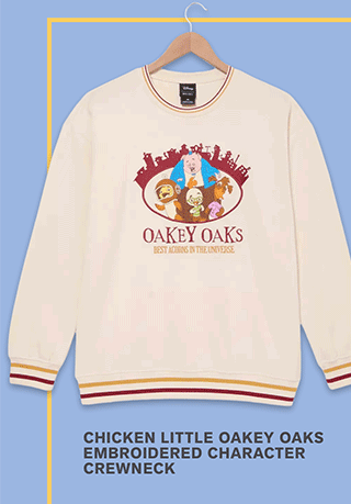 Chicken Little Oakey Oaks Embroidered Character Crewneck