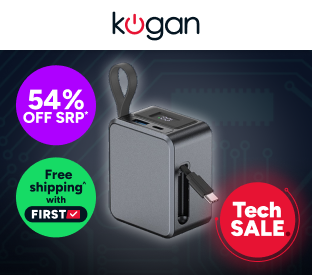 Kogan TravelBoost 10000mAh 30W PD Power Bank with Retractable USB-C Cable Product Image