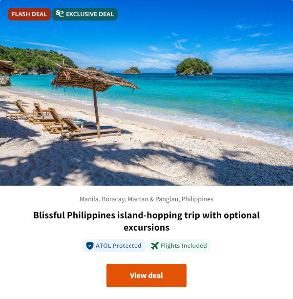 Blissful Philippines island-hopping trip with optional excursions