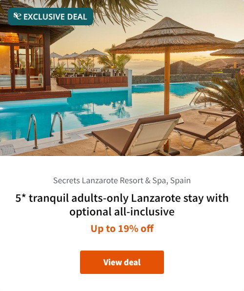 5* tranquil adults-only Lanzarote stay with optional all-inclusive