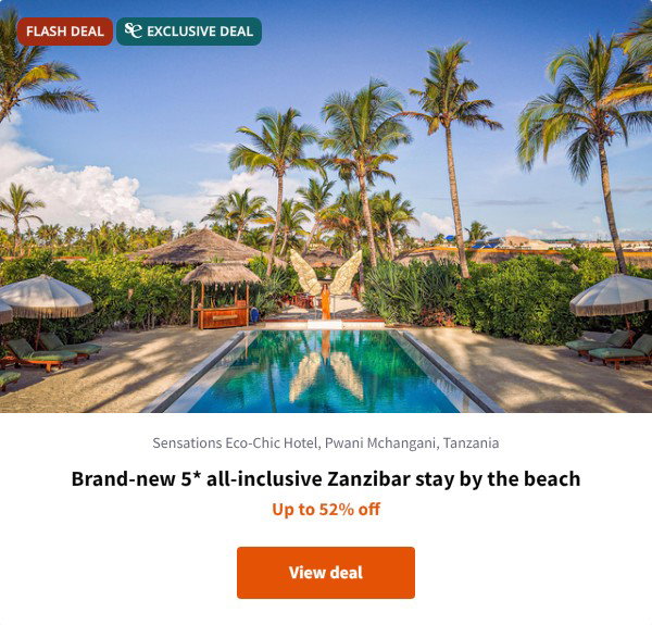 Brand-new 5* all-inclusive Zanzibar stay by the beach