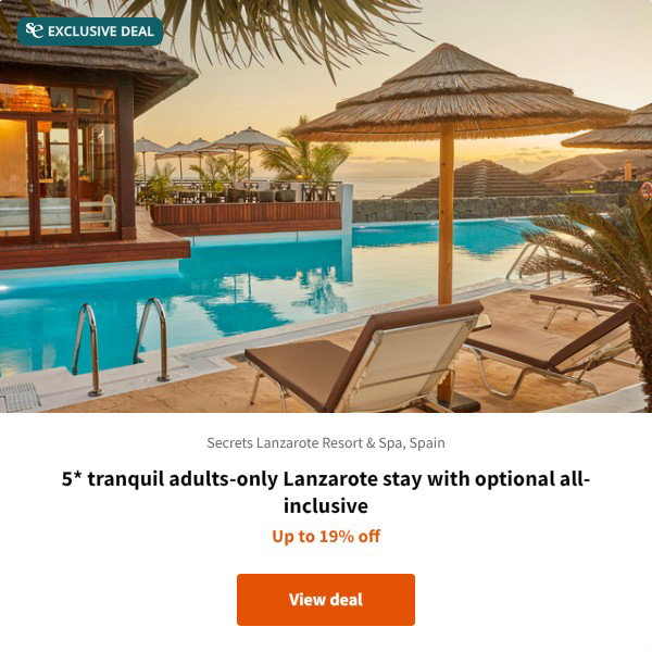 5* tranquil adults-only Lanzarote stay with optional all-inclusive