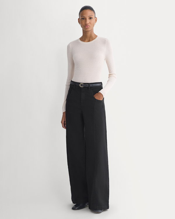 Image | Model in Utility Seamed Wide-Leg Pant | Black