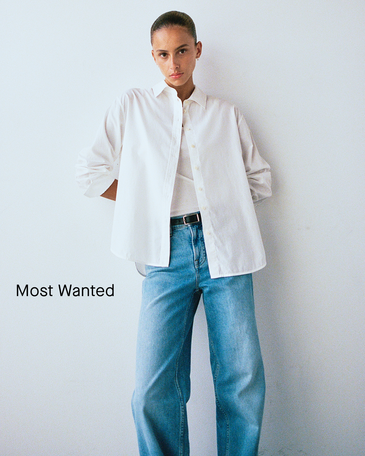 Image | Most Wanted | Model in Everyday Shirt in Silky Cotton | White 