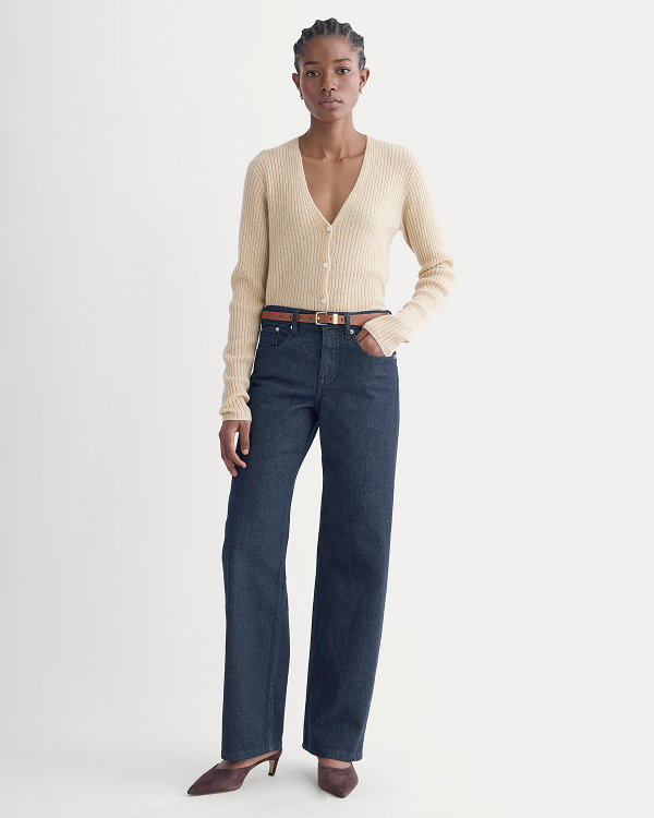 Image | Model in The Column Jean | Pure Blue