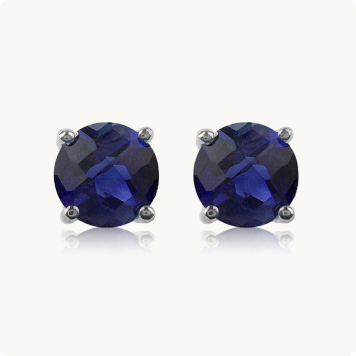 Sapphire Brilliant-Cut Stud Earrings in White Gold