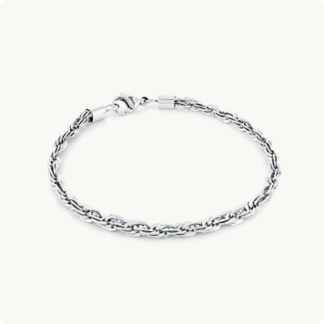 Italgem Steel Diamond Cut Rope Chain Bracelet in Stainless Steel