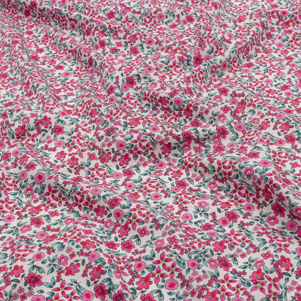 Image of Cotton Poplin - Pink Floral - Botanical Stroll Print - Mood Exclusive Secret Garden Collection