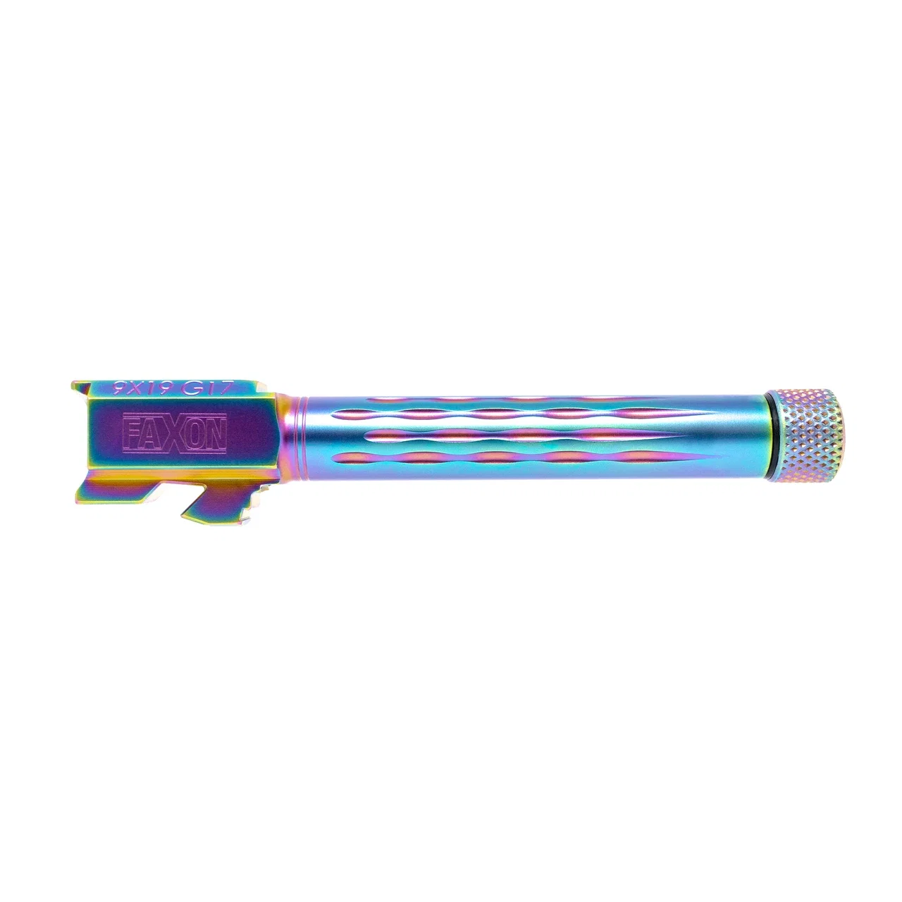FAXON MATCH SERIES FLAME FLUTED® THRD BARREL FOR G17 GEN 2-4 9MM CHAMELEON PVD