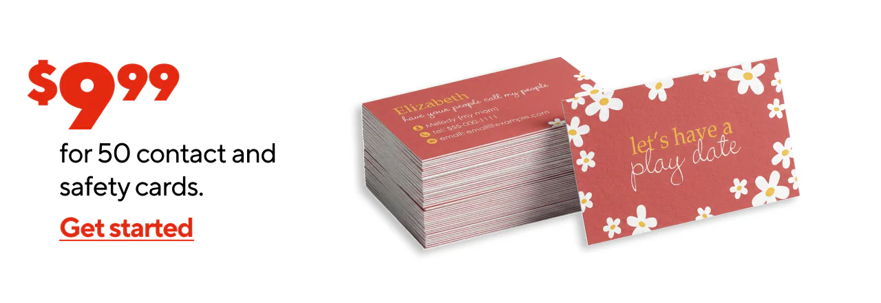 $9.99 Contact & Safety Cards