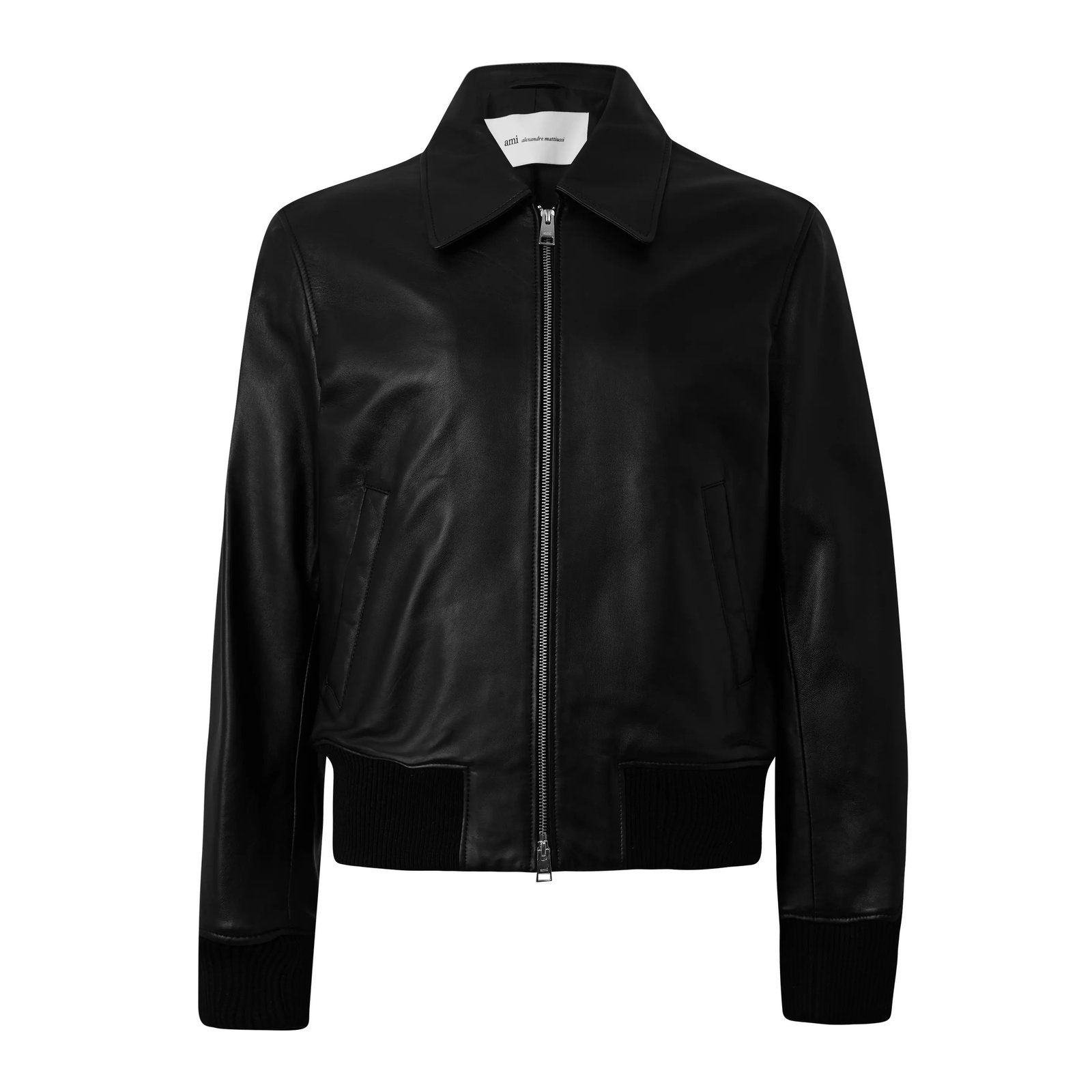 Ami Paris Ami Zipped Leather Jacket