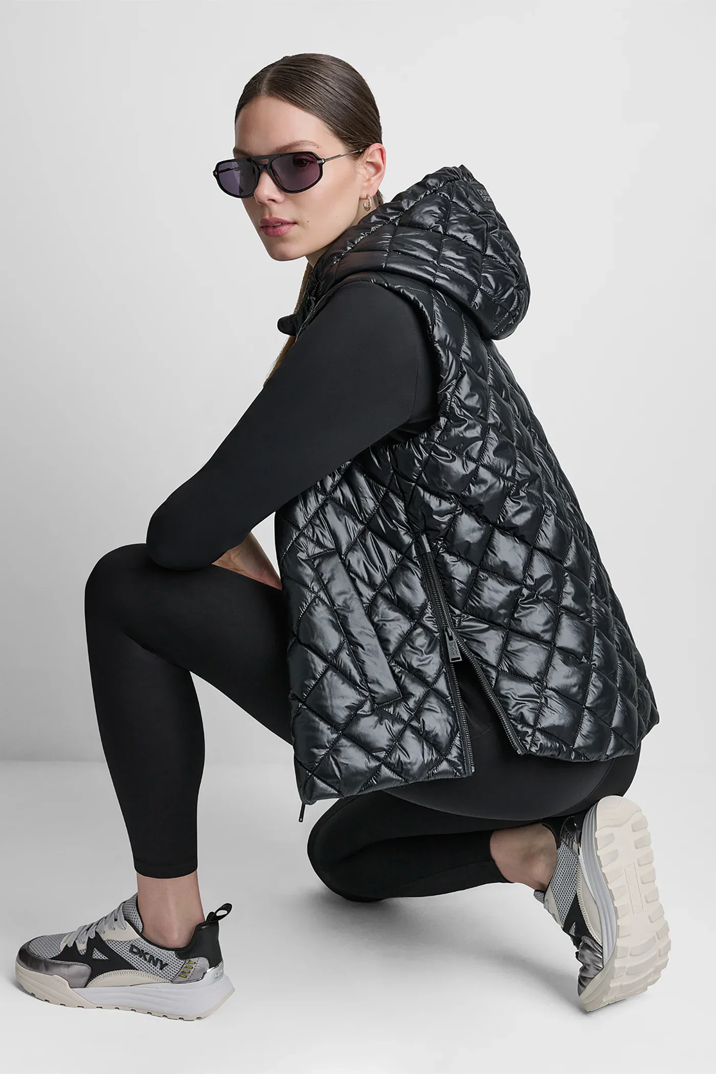 Image of HOODED DIAMOND QUILTED VEST