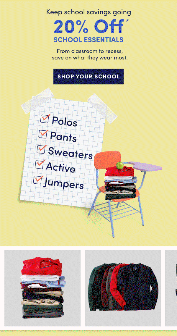 20% off select school essentials