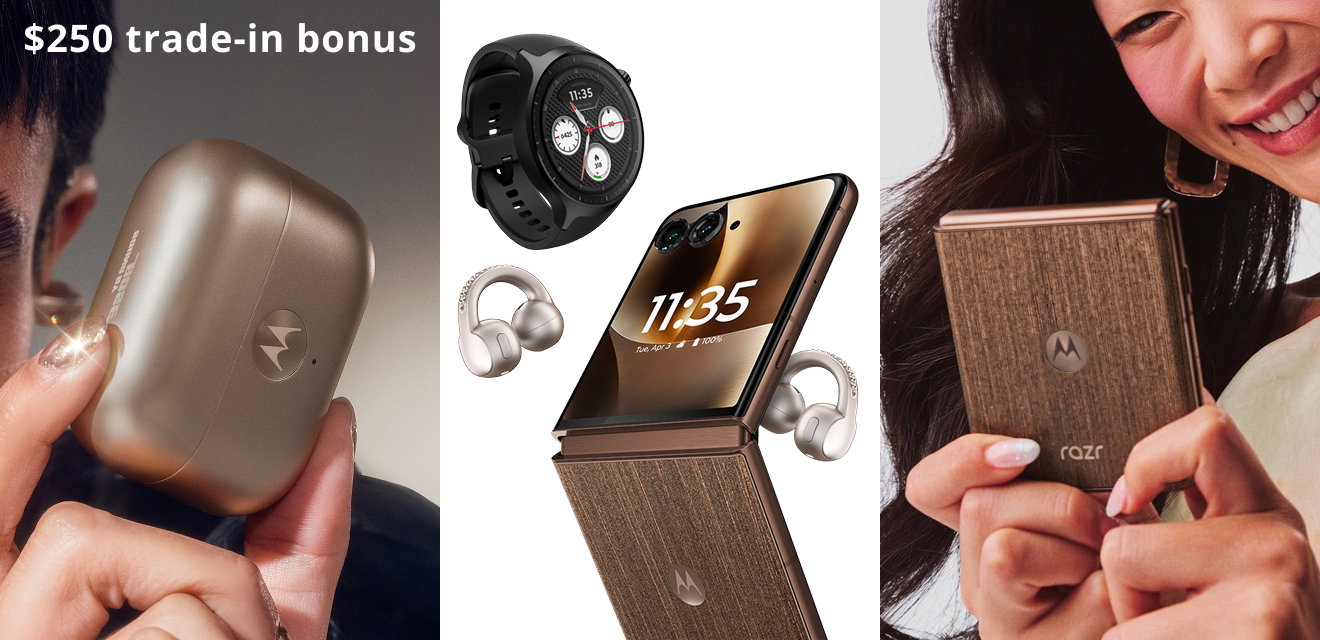 motorola razr ultra - 2026 - $250 trade-in bonus- FREE moto buds loop & moto watch ($399.98 value)