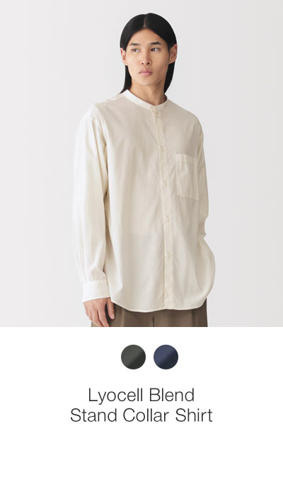 Shop Lyocell Blend Stand Collar Shirt
