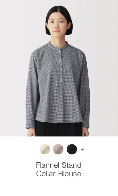 Shop Flannel Stand Collar Blouse