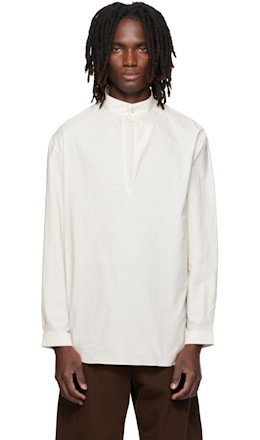 Off-White Sailor Washed Cotton Silk Blend Shirt - LEMAIRE