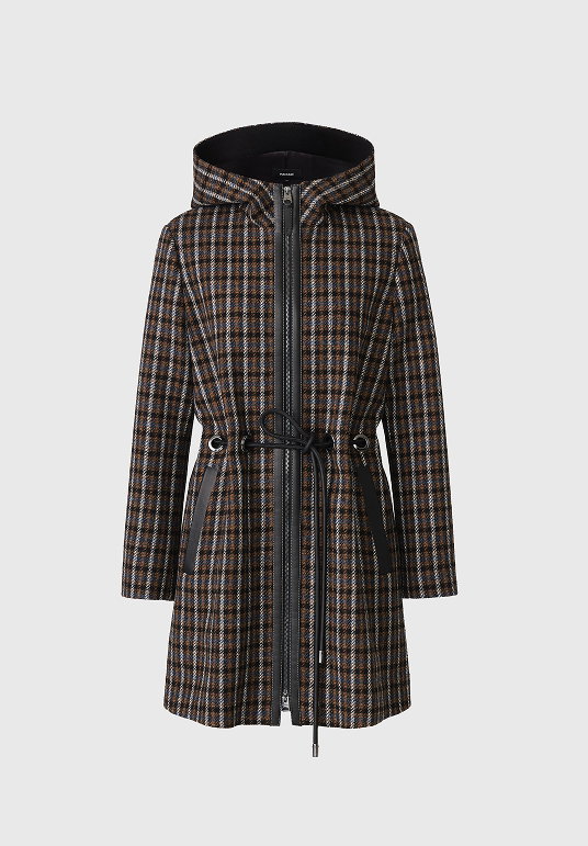 BLITHE-STP Wool and leather belt coat