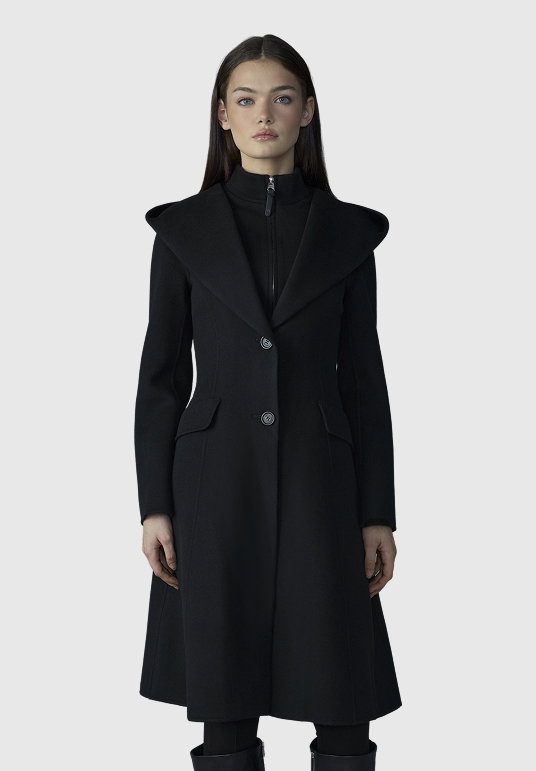 GLORIA Handmade Wool Blend Coat with Removable Bib