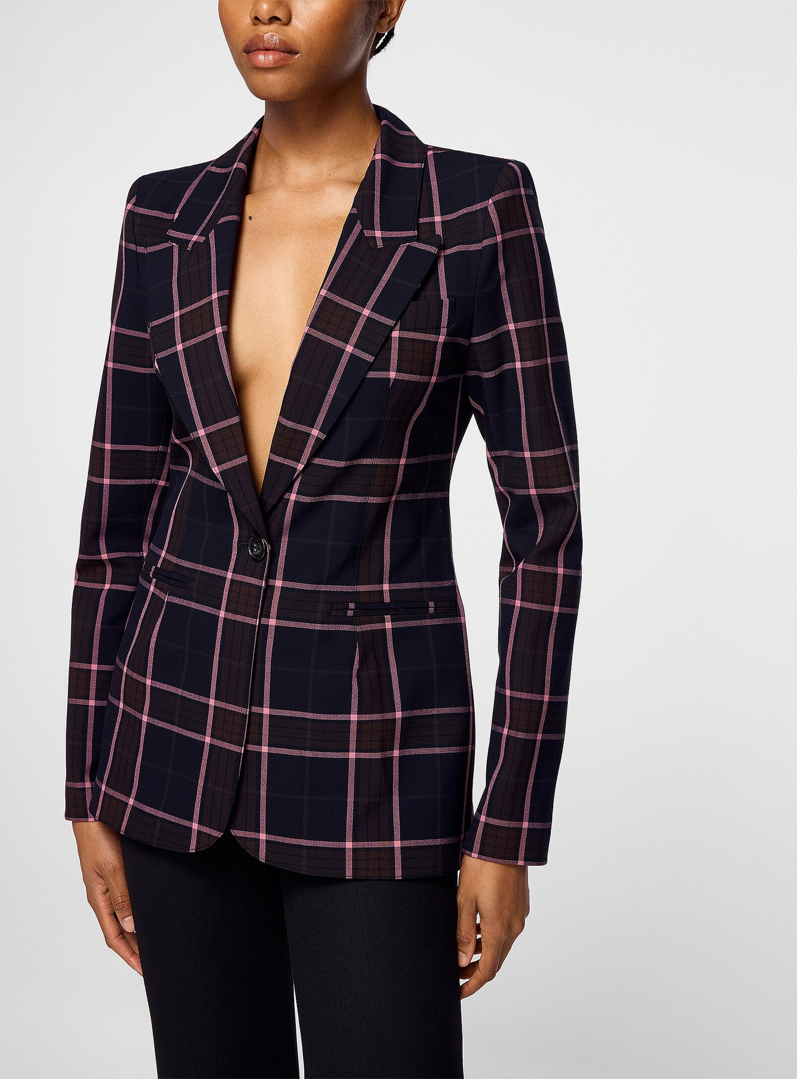 Checkered hourglass blazer