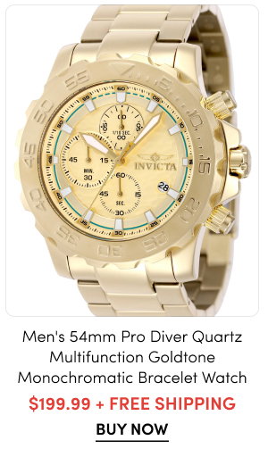 INV-50248  INVICTA Men's 54mm Pro Diver Quartz Multifunction Goldtone Monochromatic Bracelet Watch  $199.99 + FREE SHIPPING