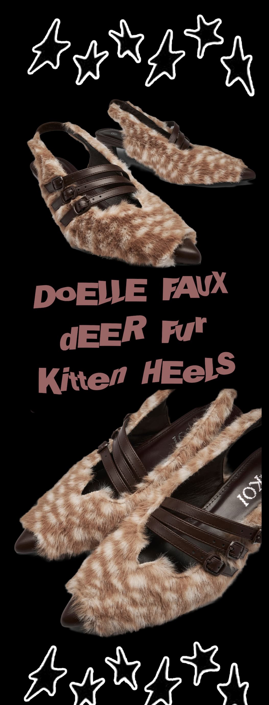 Doelle Faux Deer Fur Kitten Heels