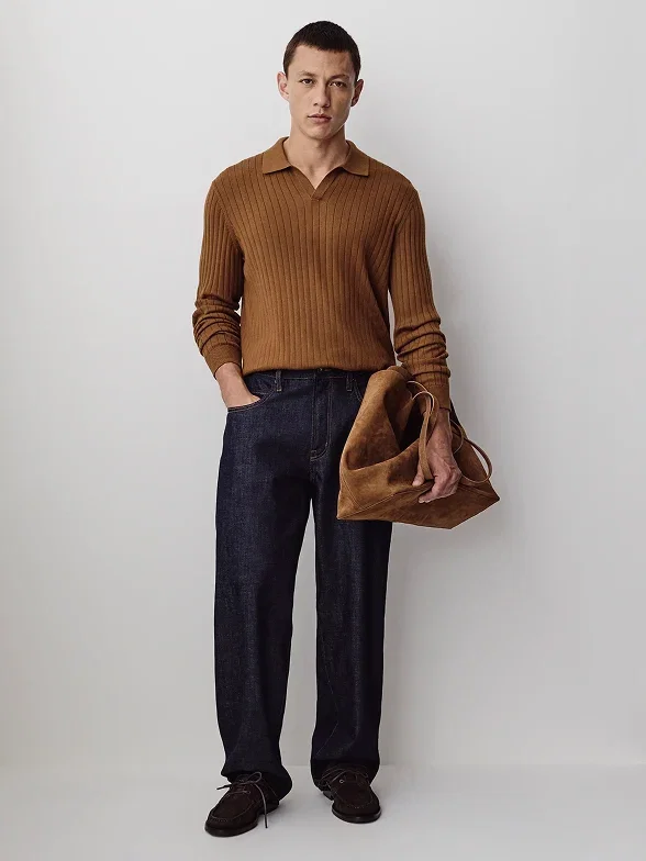 Long-Sleeve Sweater with Johnny Collar