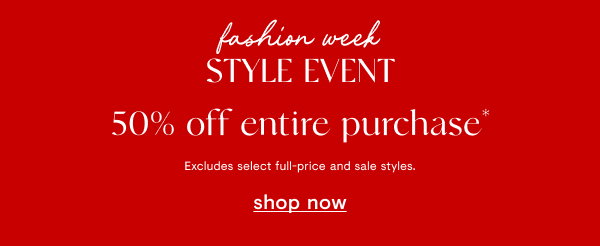 50% off entire purchase