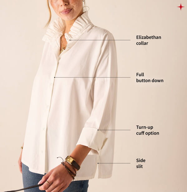Emerson Elizabethan Collar Top - White