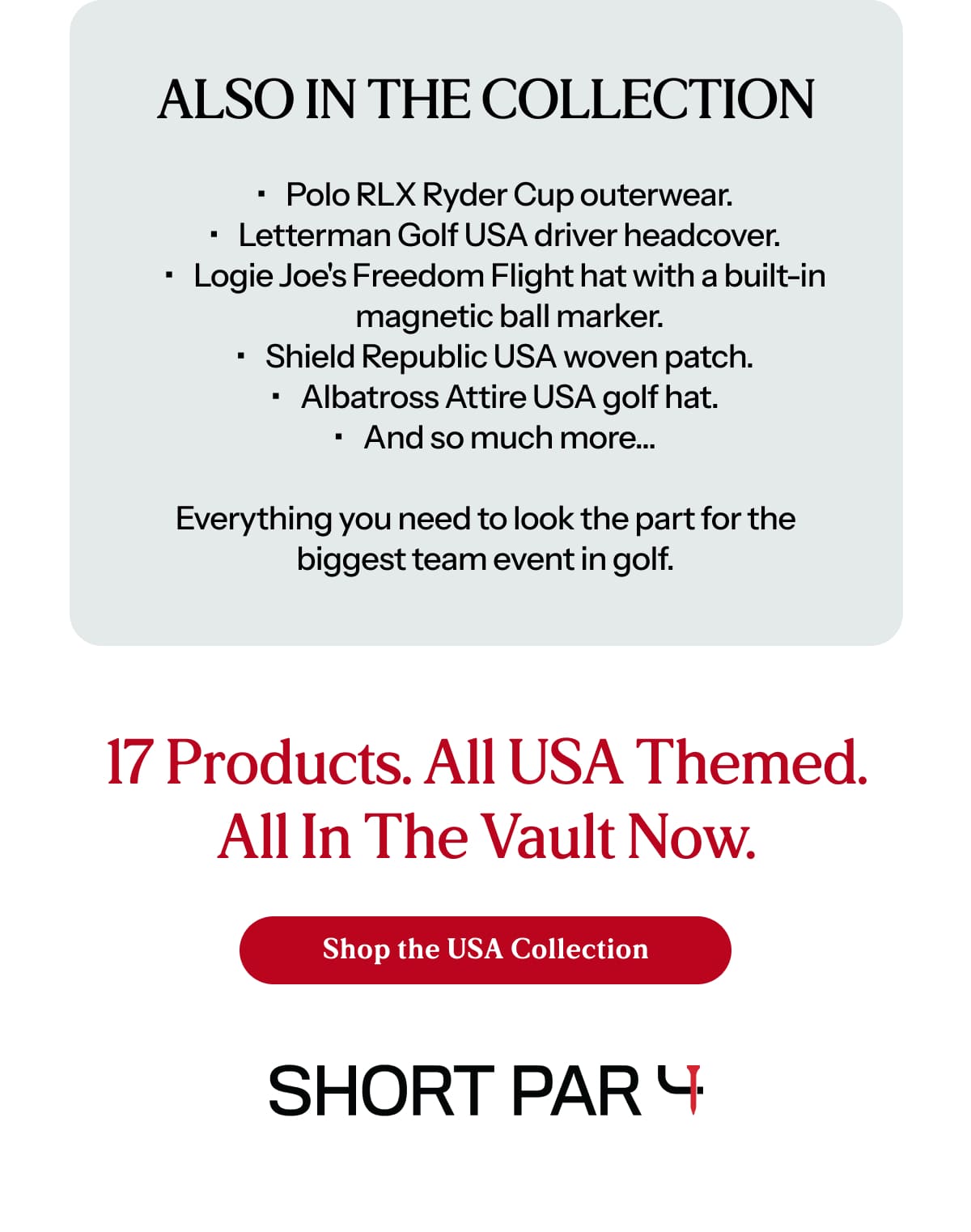 17 products. All USA themed. All in the Vault now.