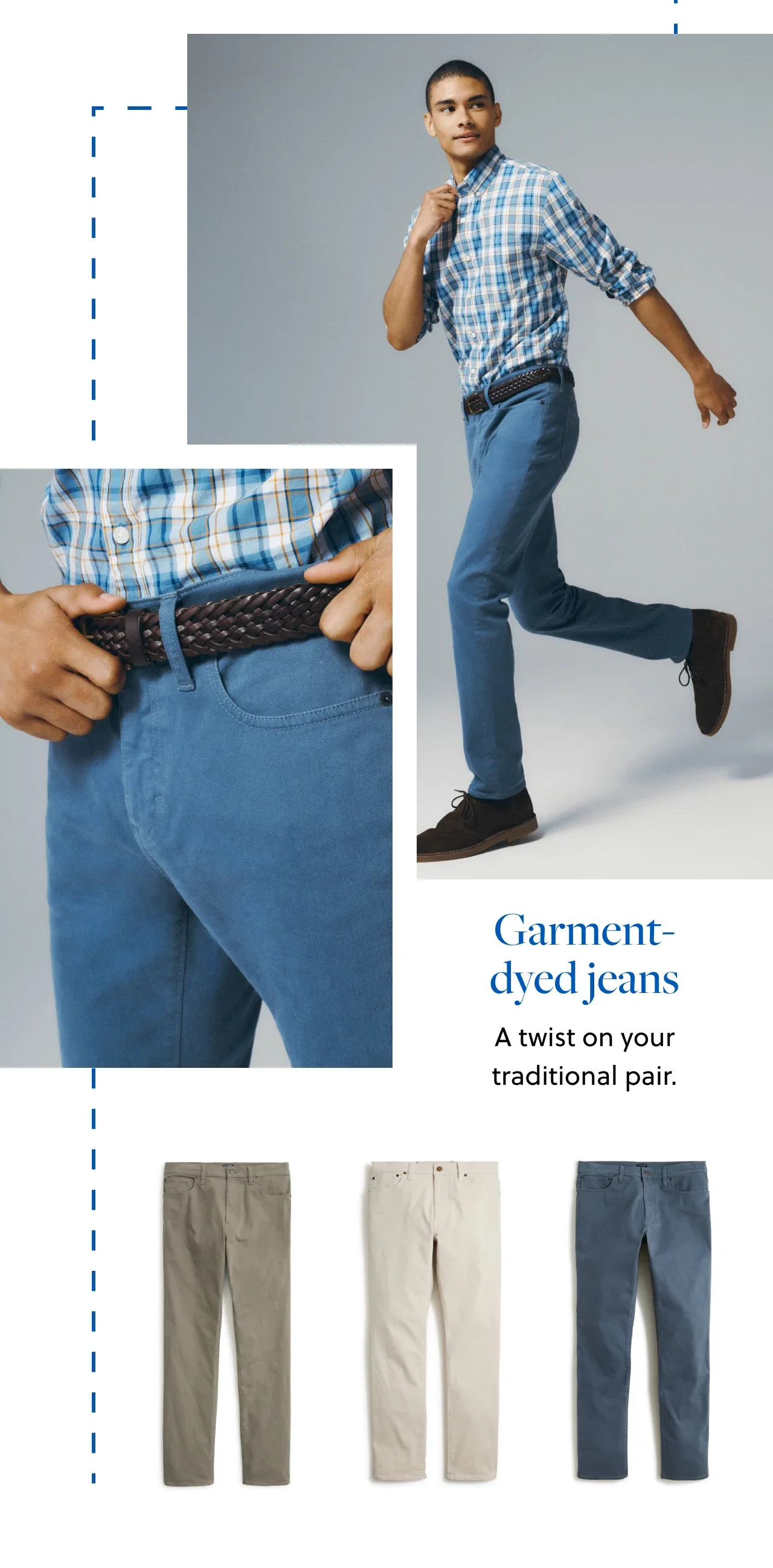 Garment-dyed jeans