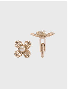 Gold Floral Cufflinks With Center Pearl
