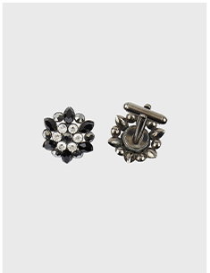 Floral-shaped cufflinks with glass stones