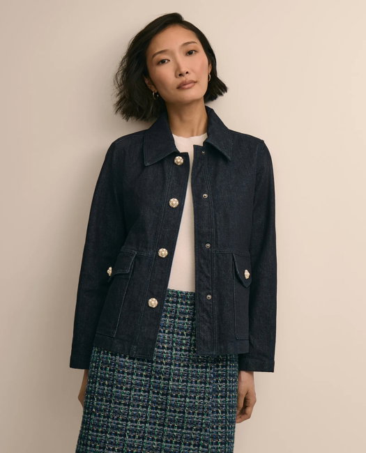 Image of Cotton Blend Boxy-Fit Denim Jacket