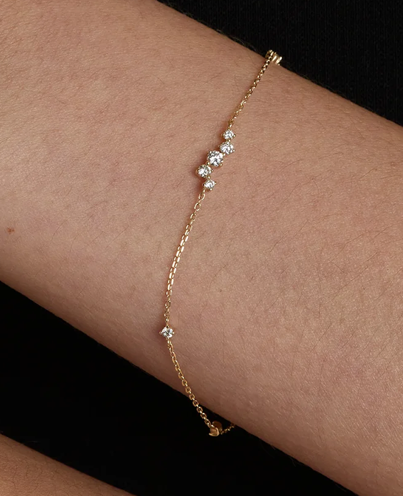 Diamond Cluster Bracelet in Solid Gold