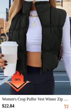 Women s Crop Puffer Vest Winter...