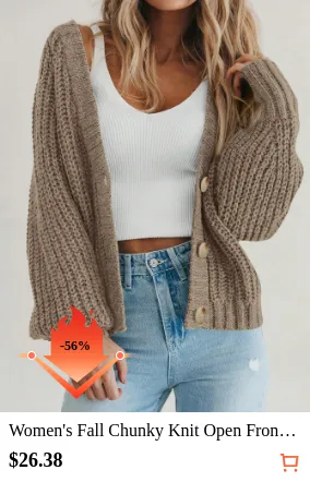 Women s Fall Chunky Knit Open...