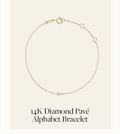 14K Diamond Pave Alphabet Bracelets