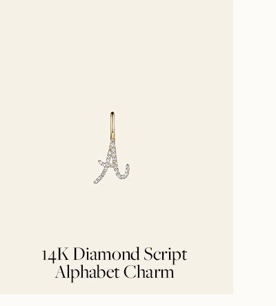 14K Diamond Script Alphabet Charm