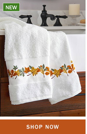 Shop Now. New: Falling Leaves Embroidered Hand Towel, Set of 2