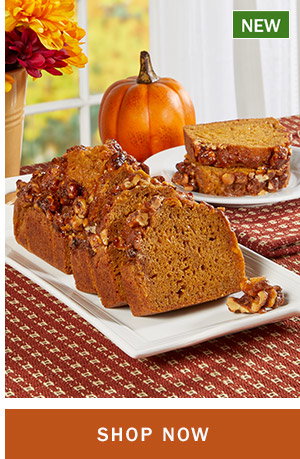 Shop Now. New: Pumpkin Loaf Cake With Candied Walnut Topping by Mildred's® Baked Goods