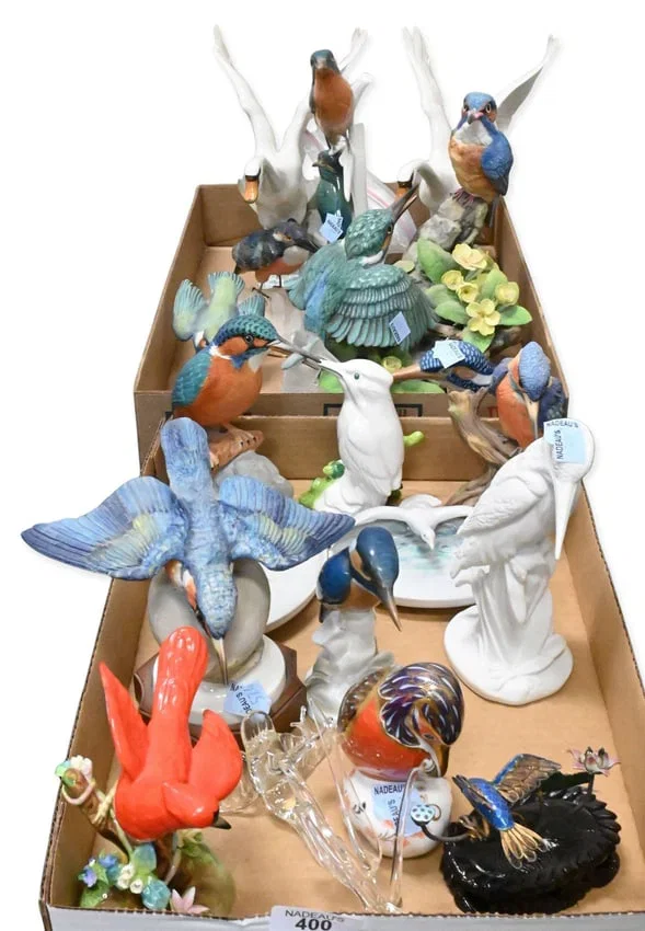 Group of Mostly Kingfisher Porcelain and Decorative Bird Figures