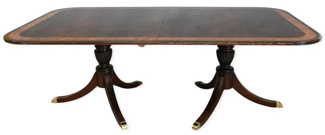 Georgian Style Inlaid Mahogany Double Pedestal Dining Table