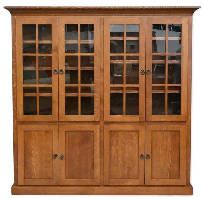 Mission Oak Style Double Bookcase